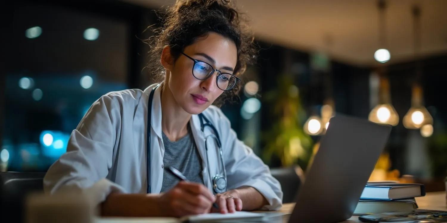 Medical professional studying